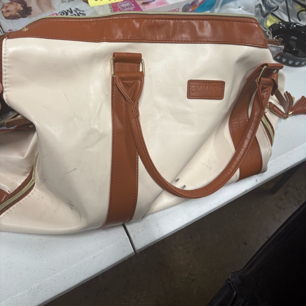 Emmafy Tan and Cream Travel Bag